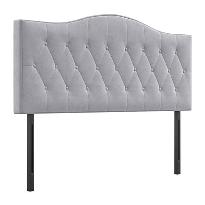 Headboard for Bed Upholstered Headboard Bed Headboard in gray Poplar Velvet Fabric 185 x 8 x 134 cm