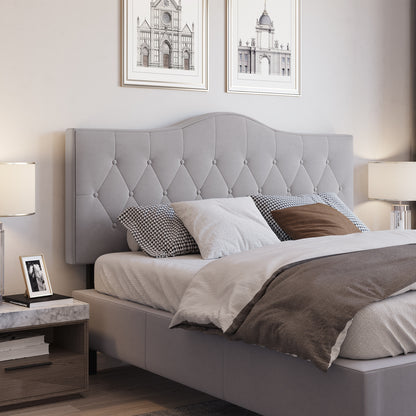 Headboard for Bed Upholstered Headboard Bed Headboard in gray Poplar Velvet Fabric 185 x 8 x 134 cm