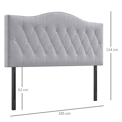 Headboard for Bed Upholstered Headboard Bed Headboard in gray Poplar Velvet Fabric 185 x 8 x 134 cm