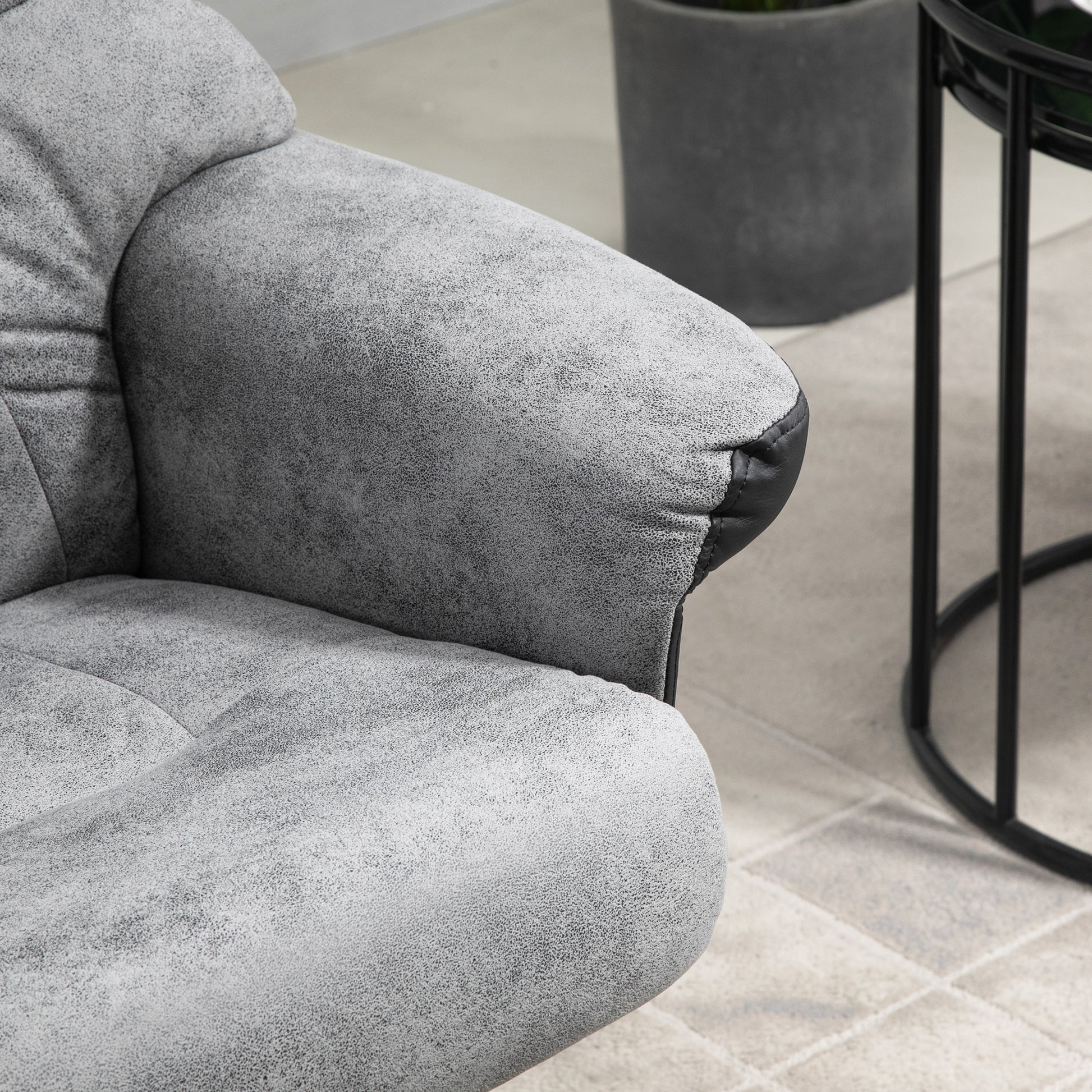 Recliner Chair with Footstool, Swivel TV Armchair with Reclining Function, Upholstered Chair for Living Room, Bedroom, Microfiber Gray, 78 x 82.5 x 109 cm