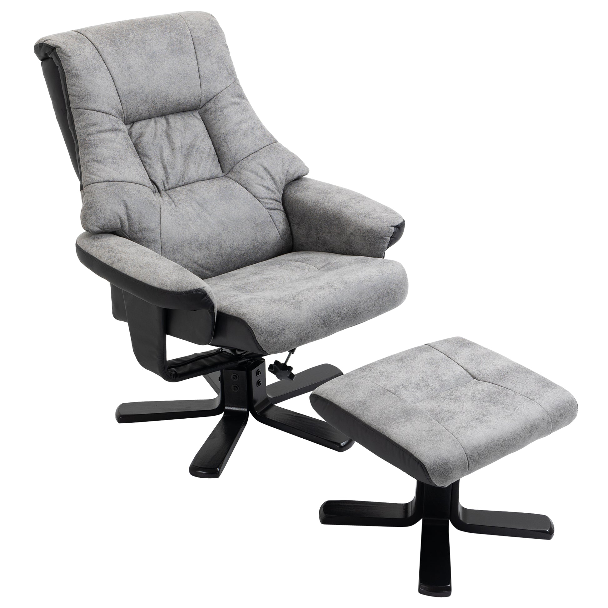 Recliner Chair with Footstool, Swivel TV Armchair with Reclining Function, Upholstered Chair for Living Room, Bedroom, Microfiber Gray, 78 x 82.5 x 109 cm
