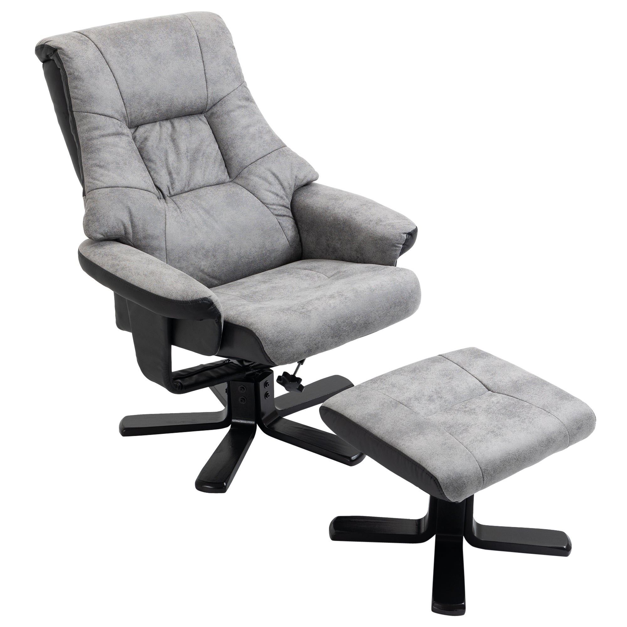 Recliner Chair with Footstool, Swivel TV Armchair with Reclining Function, Upholstered Chair for Living Room, Bedroom, Microfiber Gray, 78 x 82.5 x 109 cm
