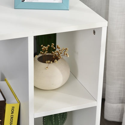 Modern Small Side Table C-Shaped Side Table with Wheels Open Shelves for Living Room Bedroom 45x35x58 cm White