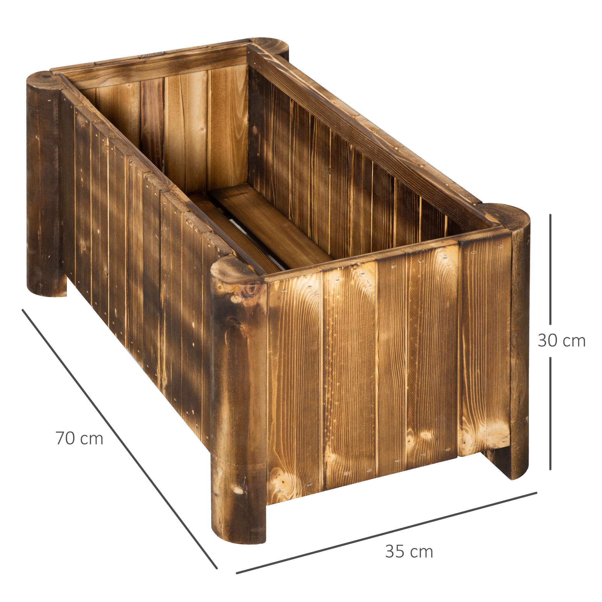Wooden Planter Garden Flower Bed Rectangular Plant Pot with 4 Legs Urban Vegetable Garden for Growing Vegetables Flowers on Patio Balcony Terrace 70x35x30 cm Natural