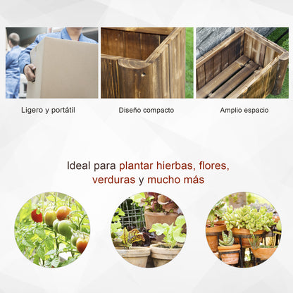 Wooden Planter Garden Flower Bed Rectangular Plant Pot with 4 Legs Urban Vegetable Garden for Growing Vegetables Flowers on Patio Balcony Terrace 70x35x30 cm Natural