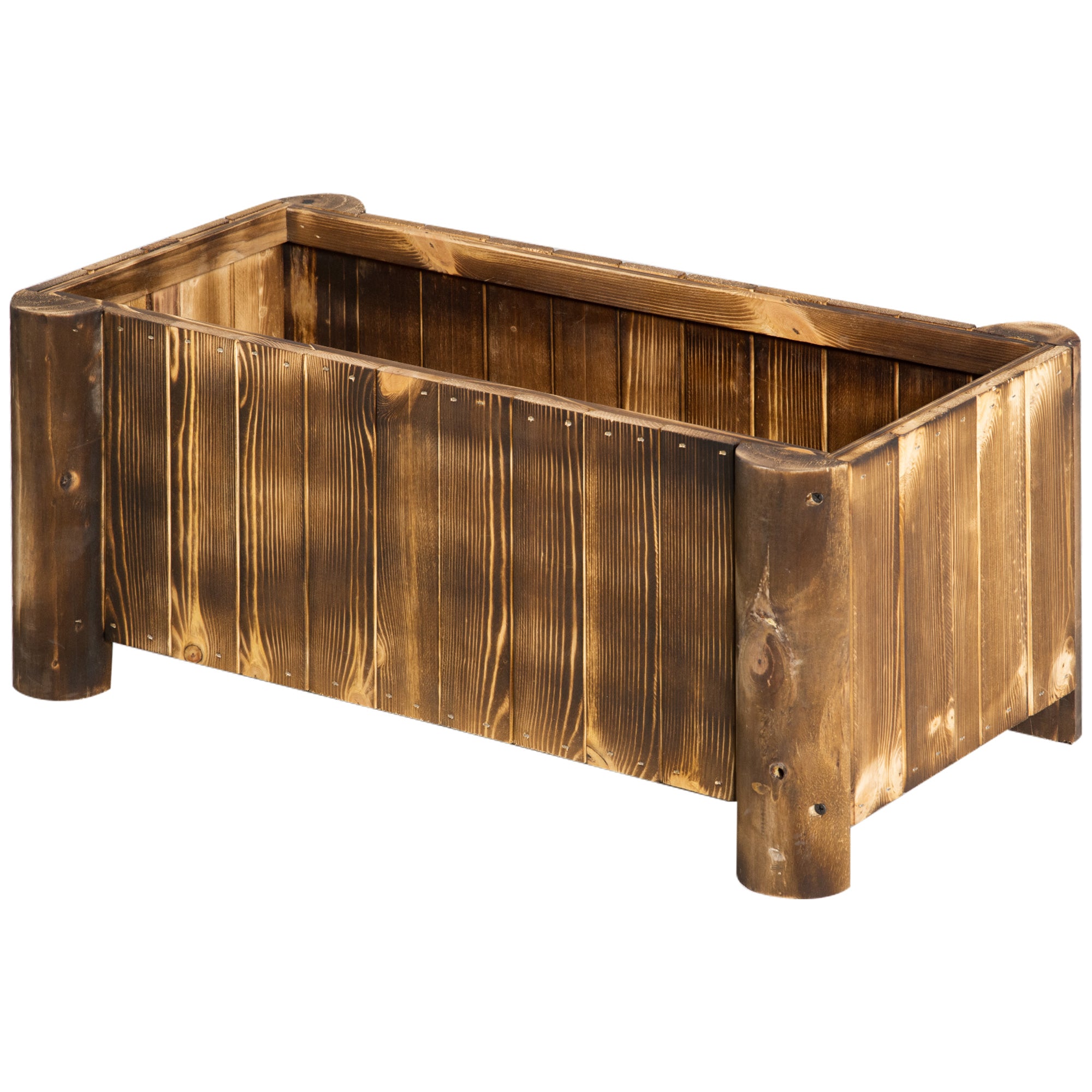 Wooden Planter Garden Flower Bed Rectangular Plant Pot with 4 Legs Urban Vegetable Garden for Growing Vegetables Flowers on Patio Balcony Terrace 70x35x30 cm Natural