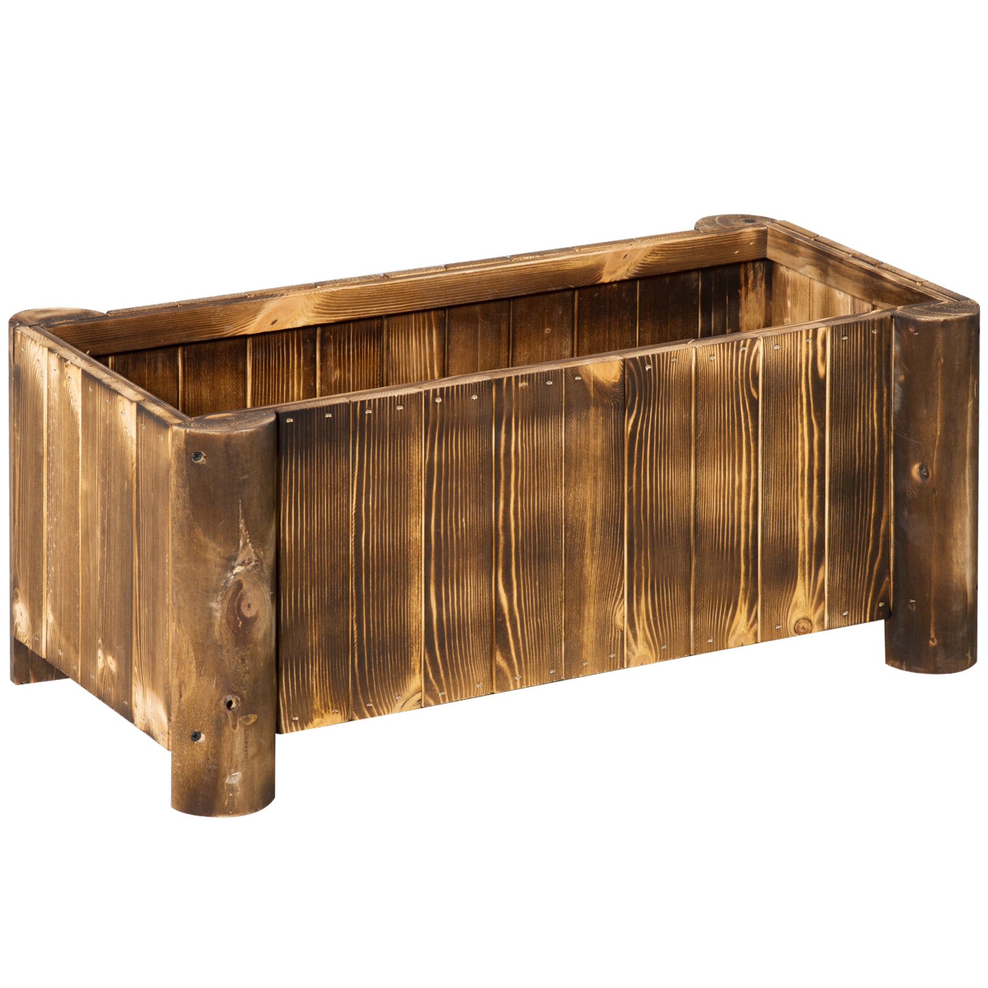 Wooden Planter Garden Flower Bed Rectangular Plant Pot with 4 Legs Urban Vegetable Garden for Growing Vegetables Flowers on Patio Balcony Terrace 70x35x30 cm Natural