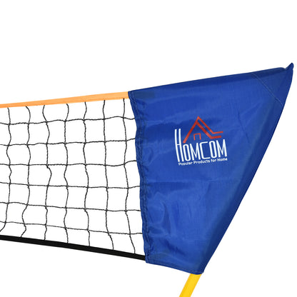 Badminton Net with Stand, Badminton Net Stand, Portable Net Stand, Badminton Net with 4 Badminton Rackets, Outdoor Sports, Yellow+Blue, 286 x 33 x 157 cm