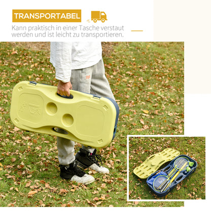 Badminton Net with Stand, Badminton Net Stand, Portable Net Stand, Badminton Net with 4 Badminton Rackets, Outdoor Sports, Yellow+Blue, 286 x 33 x 157 cm