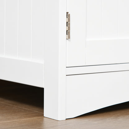 Bathroom Cabinet with 3 Shelves Drawer and 2 Doors Modern Floor Storage Cabinet for Kitchen Bedroom Living Room 60x33x122.5 cm White