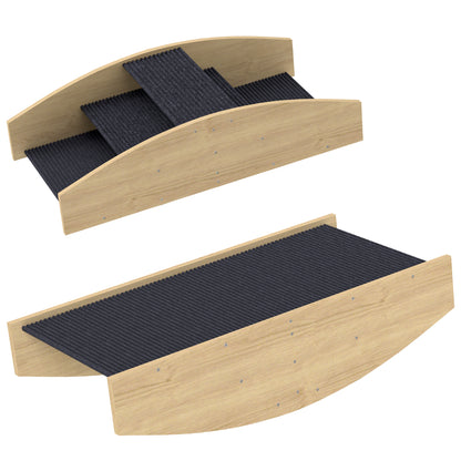 2-in-1 Dog Seesaw, Dog Agility Seesaw Made of Wood, Dog Agility Ramp for Small to Medium Dogs under 15 kg, for Balance, Confidence, 80 x 39.5 x 20 cm Natural Wood