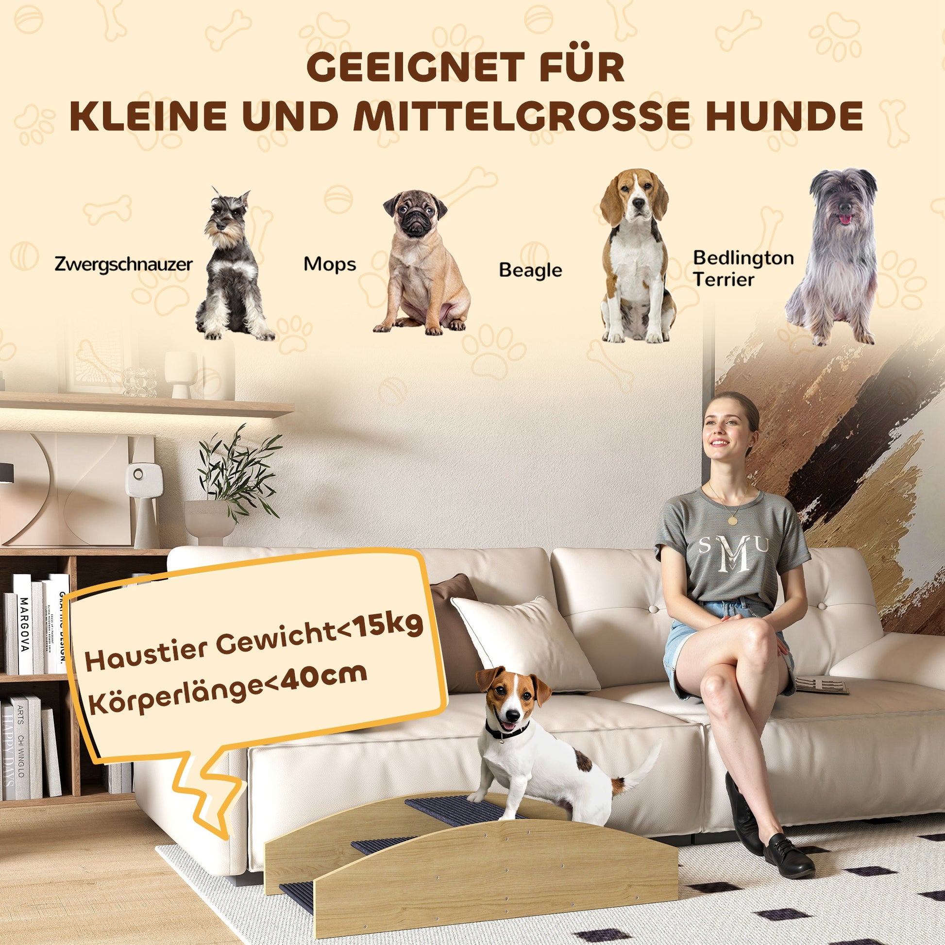 2-in-1 Dog Seesaw, Dog Agility Seesaw Made of Wood, Dog Agility Ramp for Small to Medium Dogs under 15 kg, for Balance, Confidence, 80 x 39.5 x 20 cm Natural Wood