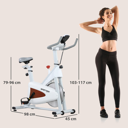 SPORTNOW Silent Stationary Exercise Bike with Adjustable Seat and Resistance, LCD Monitor, Tablet Holder, Indoor Exercise Bike for Home Cardio Workout, White
