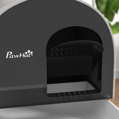 Cat Litter Box with Lid, Cat Toilet including Scoop and Litter Mat, Pull-Out Tray, Cat Toilet for Large Cats, Gray, 43 x 44 x 47 cm