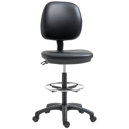 Adjustable Height Swivel Stool 69-91 cm with Reclining Backrest and Adjustable Footrest