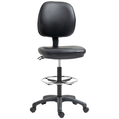 Adjustable Height Swivel Stool 69-91 cm with Reclining Backrest and Adjustable Footrest