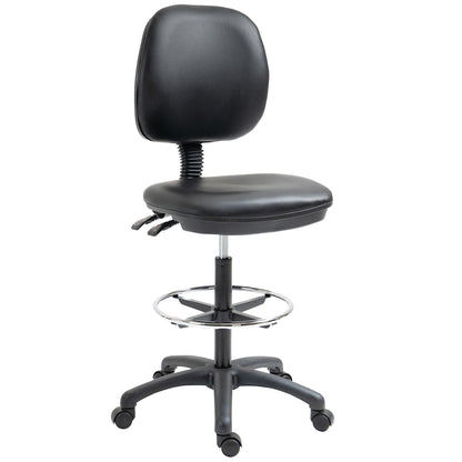 Adjustable Height Swivel Stool 69-91 cm with Reclining Backrest and Adjustable Footrest