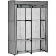 Fabric Wardrobe with 2 Clothes Rails, 4 Shelves, and Zipper, Foldable Wardrobe Fabric Closet for Bedroom, Dressing Room, 118 x 49 x 170 cm, Light Gray