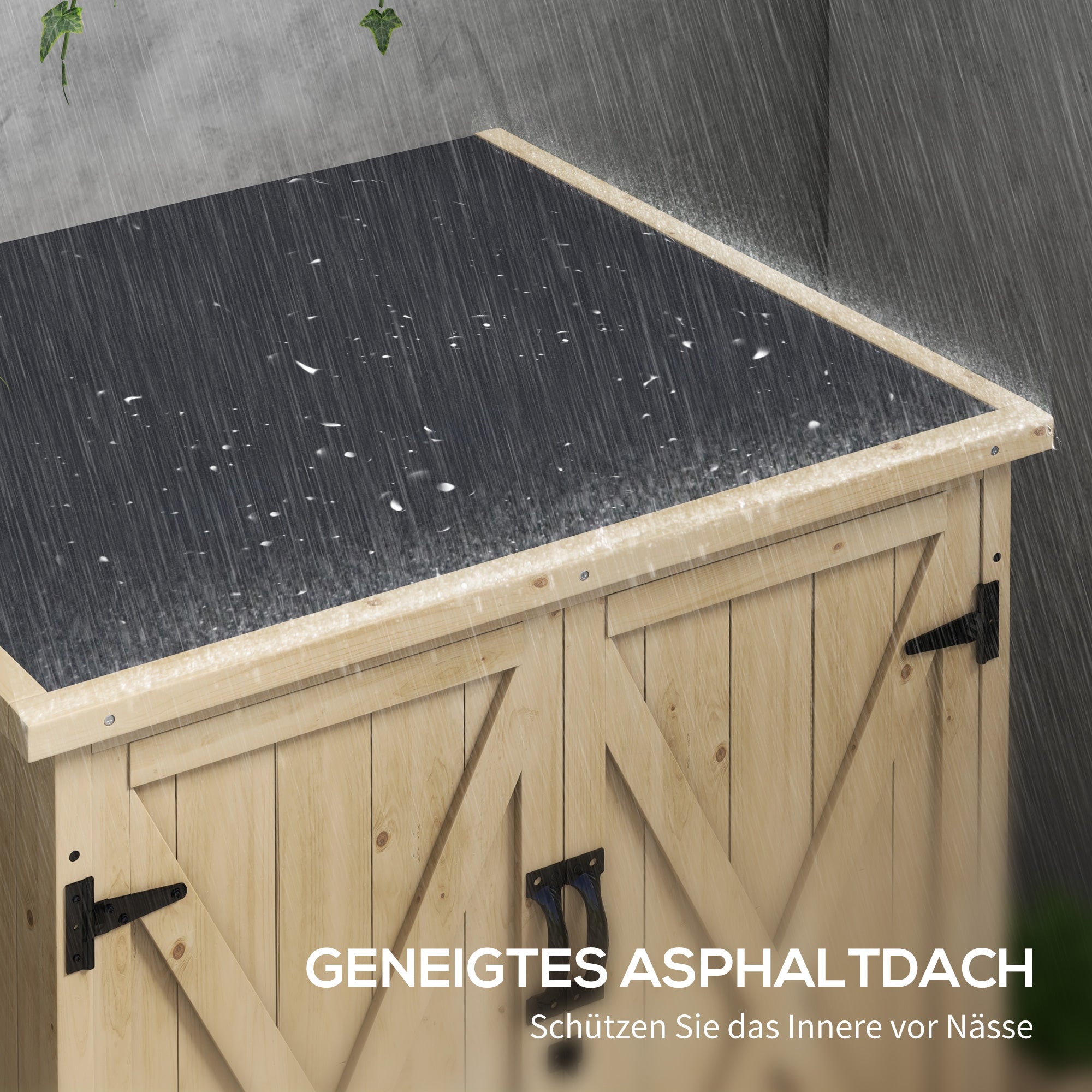 Garden Cabinet Wood, Tool Cabinet, Outdoor Weatherproof Tool Shed, Wooden Cabinet with Double Doors, Multipurpose Cabinet for Garden, Balcony, Natural