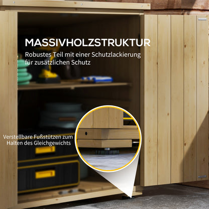 Garden Cabinet Wood, Tool Cabinet, Outdoor Weatherproof Tool Shed, Wooden Cabinet with Double Doors, Multipurpose Cabinet for Garden, Balcony, Natural