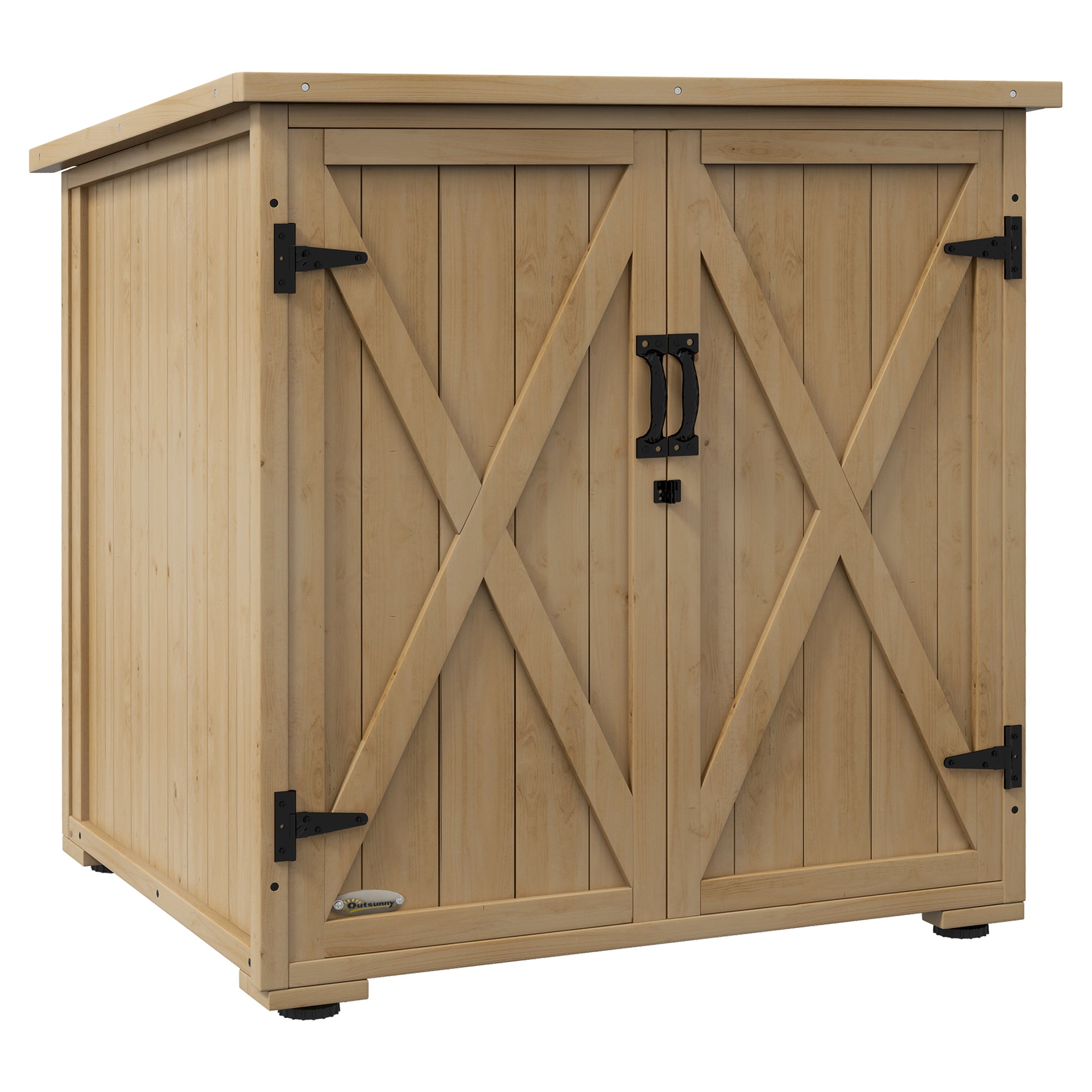 Garden Cabinet Wood, Tool Cabinet, Outdoor Weatherproof Tool Shed, Wooden Cabinet with Double Doors, Multipurpose Cabinet for Garden, Balcony, Natural
