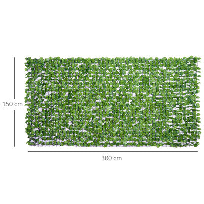 Artificial Hedge Privacy Screen, UV Protected Privacy Screen, Green Balcony Privacy Screen, Fence Privacy Screen with Leaves, Hedge Fence, Wall Artificial 300 x 150 cm for Garden Wedding