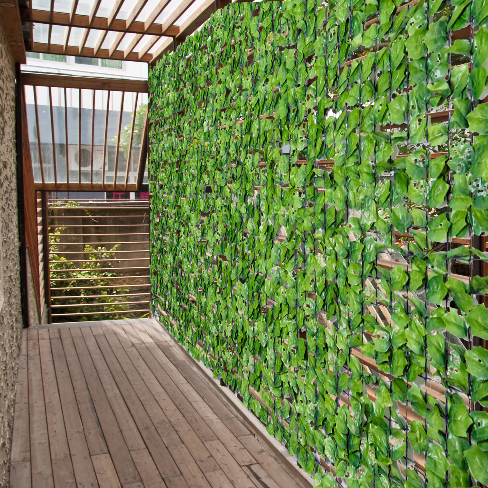 Artificial Hedge Privacy Screen, UV Protected Privacy Screen, Green Balcony Privacy Screen, Fence Privacy Screen with Leaves, Hedge Fence, Wall Artificial 300 x 150 cm for Garden Wedding
