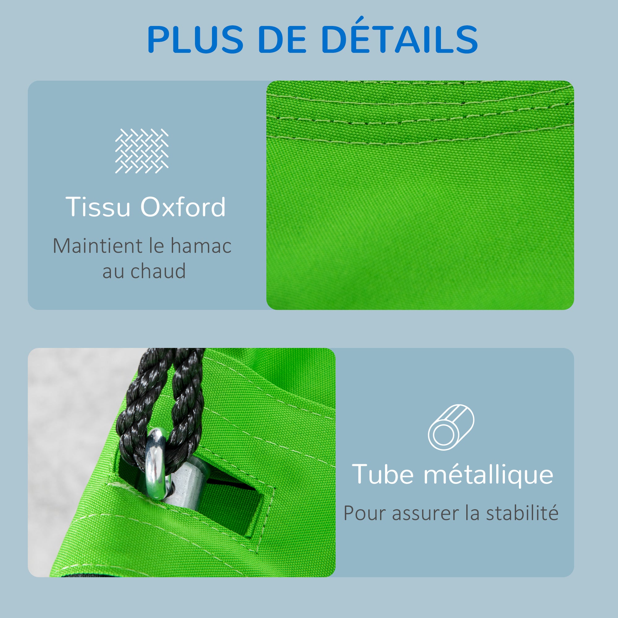 Round Bird's Nest Swing with Removable Tent Ø 100 cm 4 Rings Included Epoxy Metal High-Density Oxford - Green and Blue