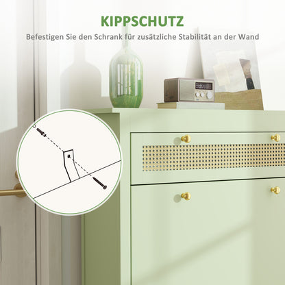 Shoe Cabinet with 2 Flaps, Drawer Shoe Tilt Out Shoe Rack with Adjustable Shelf, Shoe Chest Shoe Rack for 12 Pairs of Shoes 88 x 30 x 120 cm, Green