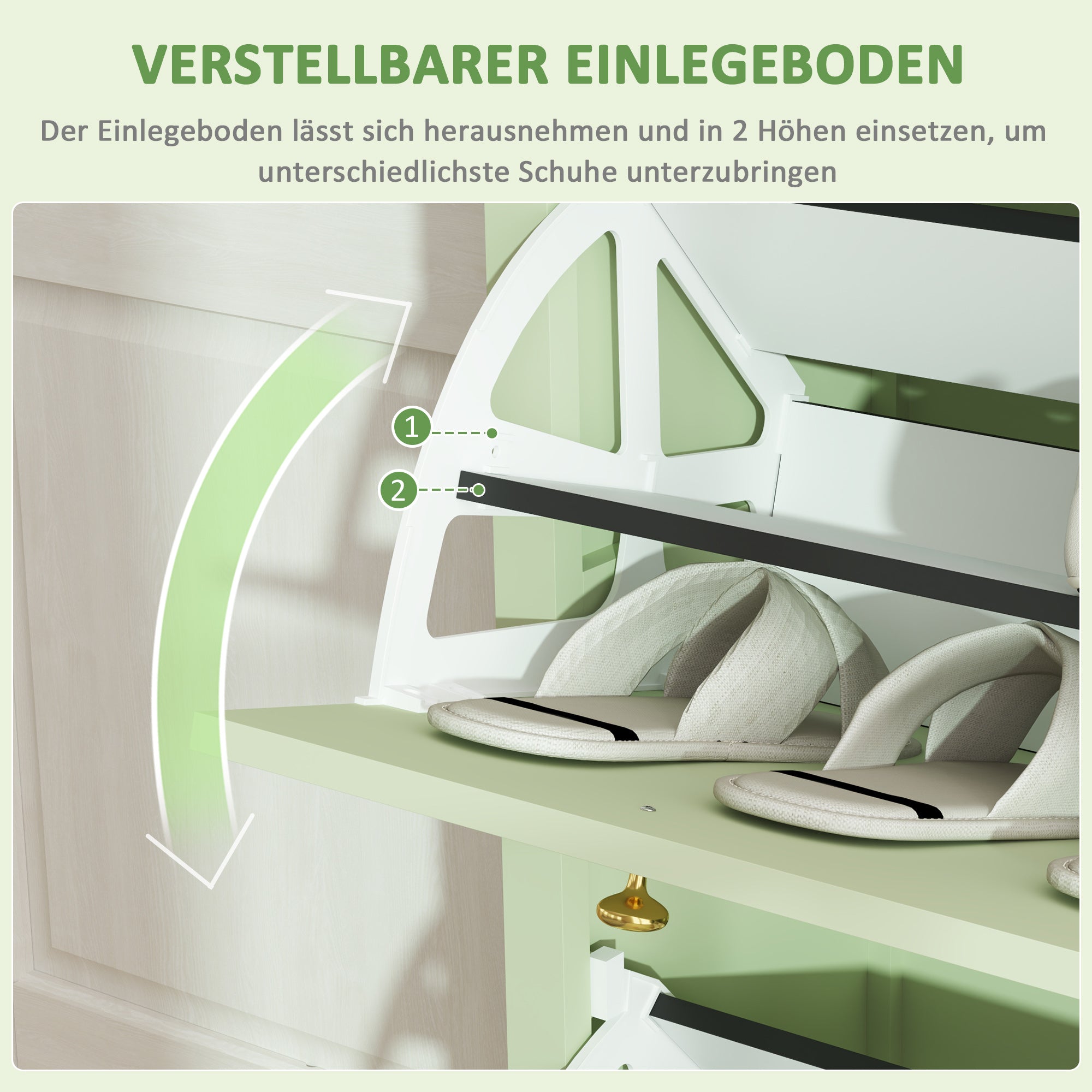 Shoe Cabinet with 2 Flaps, Drawer Shoe Tilt Out Shoe Rack with Adjustable Shelf, Shoe Chest Shoe Rack for 12 Pairs of Shoes 88 x 30 x 120 cm, Green