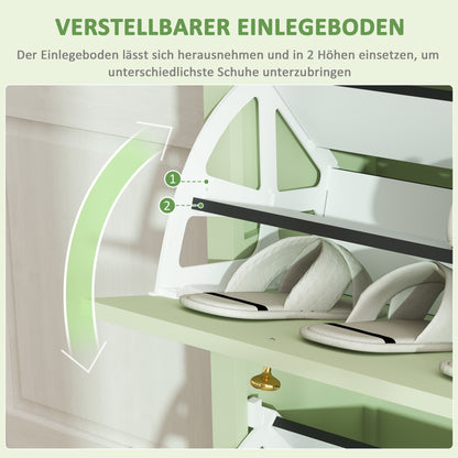 Shoe Cabinet with 2 Flaps, Drawer Shoe Tilt Out Shoe Rack with Adjustable Shelf, Shoe Chest Shoe Rack for 12 Pairs of Shoes 88 x 30 x 120 cm, Green
