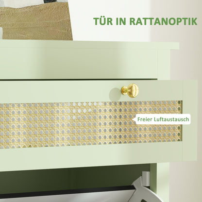 Shoe Cabinet with 2 Flaps, Drawer Shoe Tilt Out Shoe Rack with Adjustable Shelf, Shoe Chest Shoe Rack for 12 Pairs of Shoes 88 x 30 x 120 cm, Green