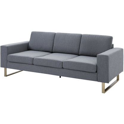 3 Seater Sofa Three-seater Fabric Sofa with Cushions Armrest Linen Look for Bedroom 200 x 82 x 78 cm Dark Gray