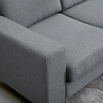 3 Seater Sofa Three-seater Fabric Sofa with Cushions Armrest Linen Look for Bedroom 200 x 82 x 78 cm Dark Gray