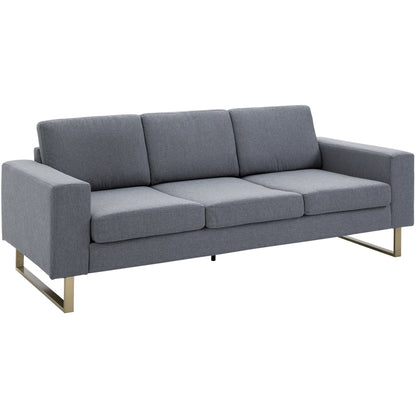 3 Seater Sofa Three-seater Fabric Sofa with Cushions Armrest Linen Look for Bedroom 200 x 82 x 78 cm Dark Gray