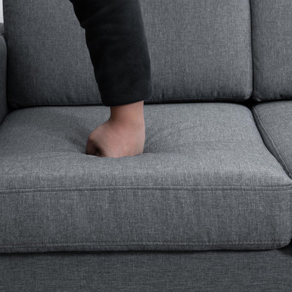 3 Seater Sofa Three-seater Fabric Sofa with Cushions Armrest Linen Look for Bedroom 200 x 82 x 78 cm Dark Gray