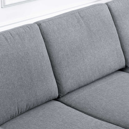3 Seater Sofa Three-seater Fabric Sofa with Cushions Armrest Linen Look for Bedroom 200 x 82 x 78 cm Dark Gray