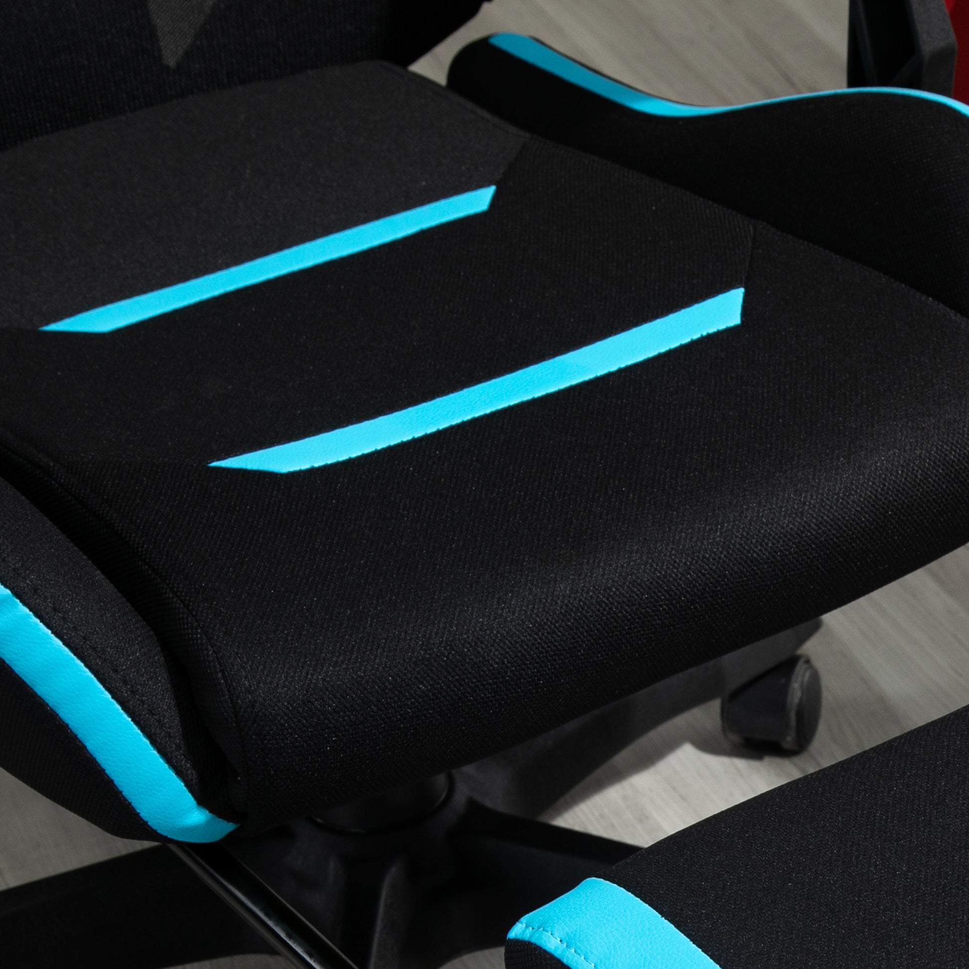 Gaming Chair with Lumbar Support, Ergonomic Office Chair with Adjustable Height in Black and Blue Fabric, 65x65x119-129cm