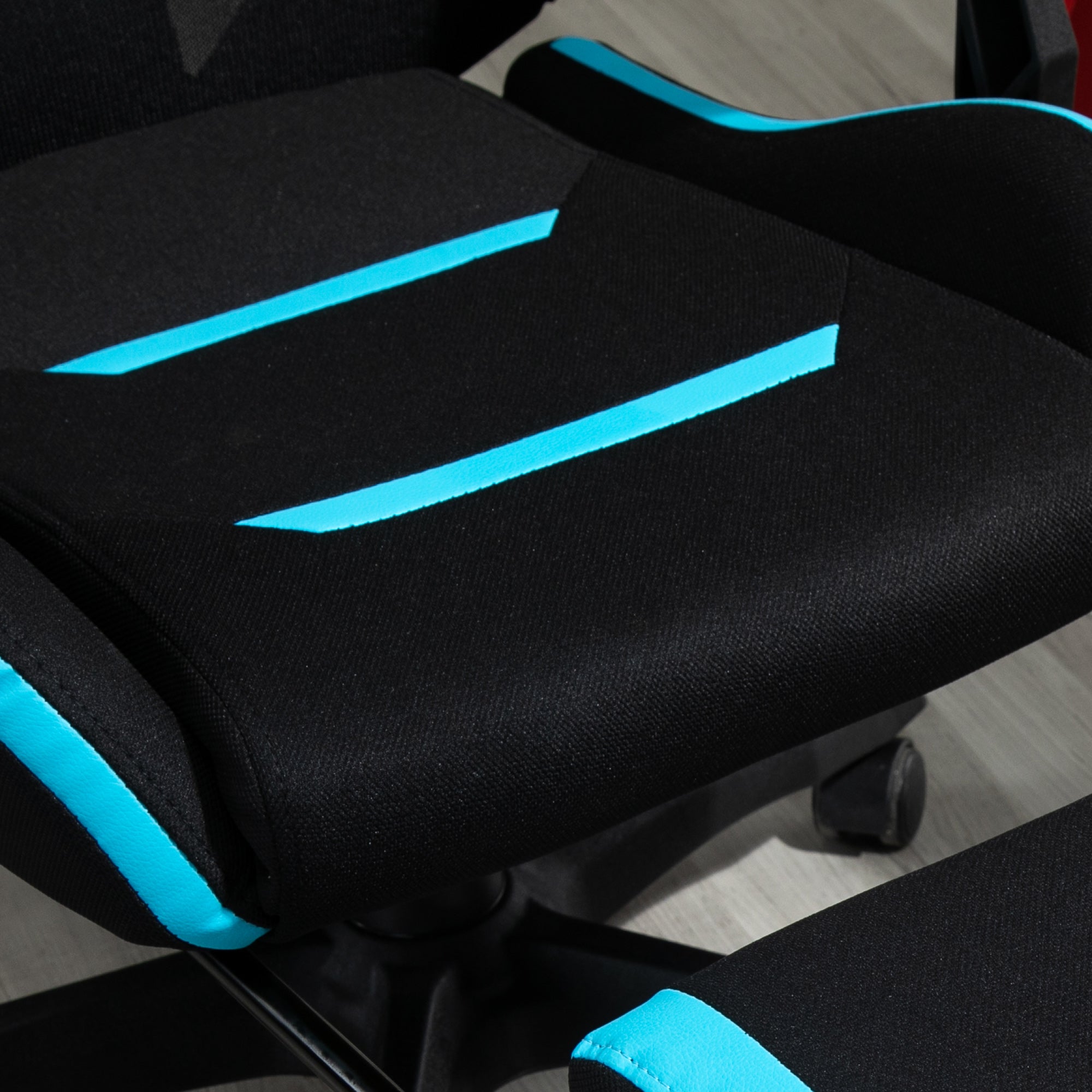Gaming Chair with Lumbar Support, Ergonomic Office Chair with Adjustable Height in Black and Blue Fabric, 65x65x119-129cm