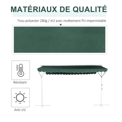 Double Awning 4 x 3 m manually retractable Adjustable Roof Tilt Metal Polyester waterproof Dark Green