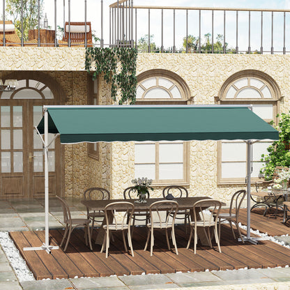 Double Awning 4 x 3 m manually retractable Adjustable Roof Tilt Metal Polyester waterproof Dark Green