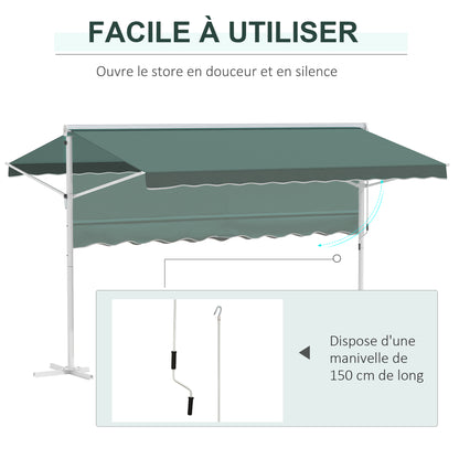 Double Awning 4 x 3 m manually retractable Adjustable Roof Tilt Metal Polyester waterproof Dark Green