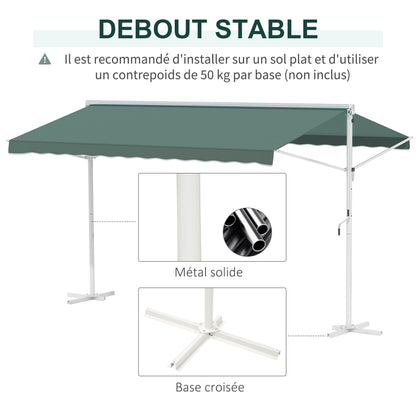 Double Awning 4 x 3 m manually retractable Adjustable Roof Tilt Metal Polyester waterproof Dark Green