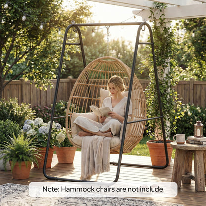 A-Frame Hanging Chair Stand — Steel Frame for Hanging Basket/Chair, Up to 150 kg (330 lb), Indoor & Outdoor, Black