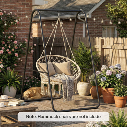 A-Frame Hanging Chair Stand — Steel Frame for Hanging Basket/Chair, Up to 150 kg (330 lb), Indoor & Outdoor, Black