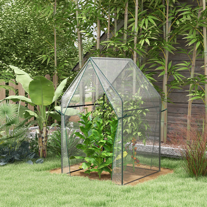 Garden Greenhouse Terrace Greenhouse with 2 Anti-UV Zipper Doors for Growing Plants Flowers Vegetables 90x90x145 cm Clear