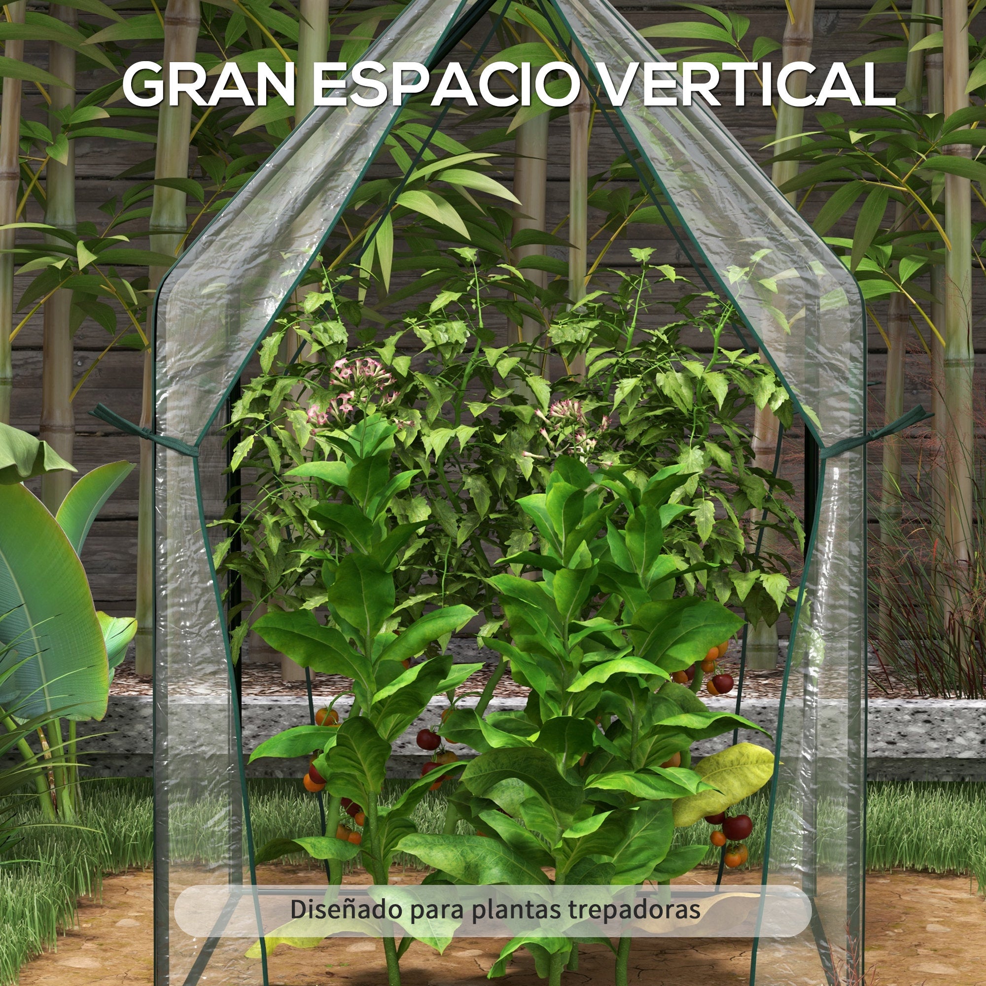 Garden Greenhouse Terrace Greenhouse with 2 Anti-UV Zipper Doors for Growing Plants Flowers Vegetables 90x90x145 cm Clear
