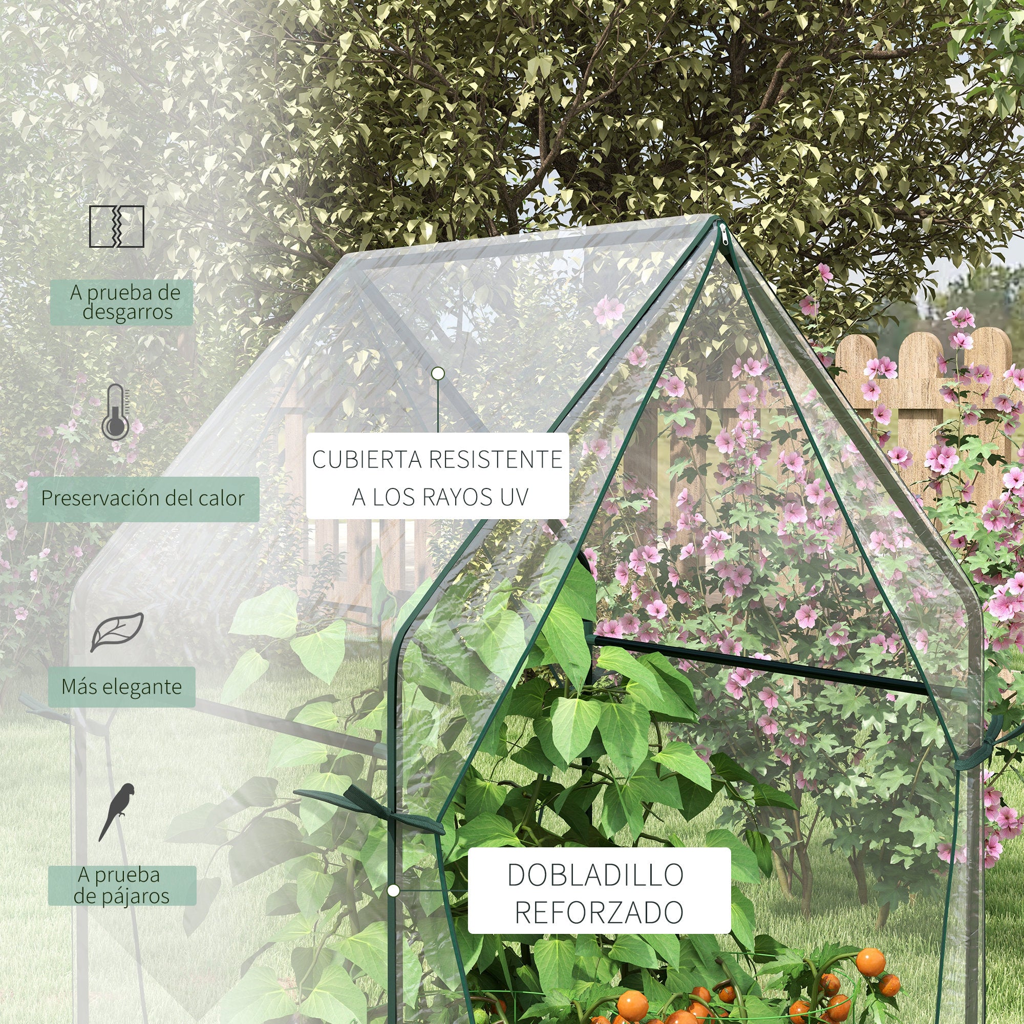 Garden Greenhouse Terrace Greenhouse with 2 Anti-UV Zipper Doors for Growing Plants Flowers Vegetables 90x90x145 cm Clear