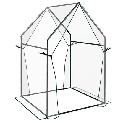 Garden Greenhouse Terrace Greenhouse with 2 Anti-UV Zipper Doors for Growing Plants Flowers Vegetables 90x90x145 cm Clear