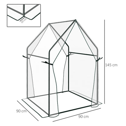 Garden Greenhouse Terrace Greenhouse with 2 Anti-UV Zipper Doors for Growing Plants Flowers Vegetables 90x90x145 cm Clear